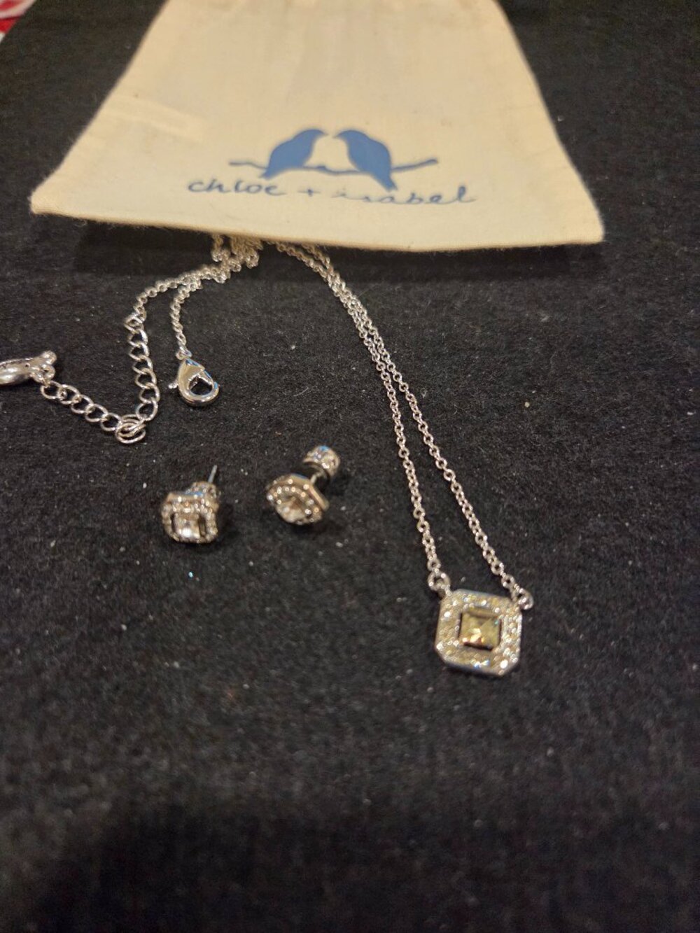 Chloe + Isabel Crystal Square Pendant Necklace & Earrings